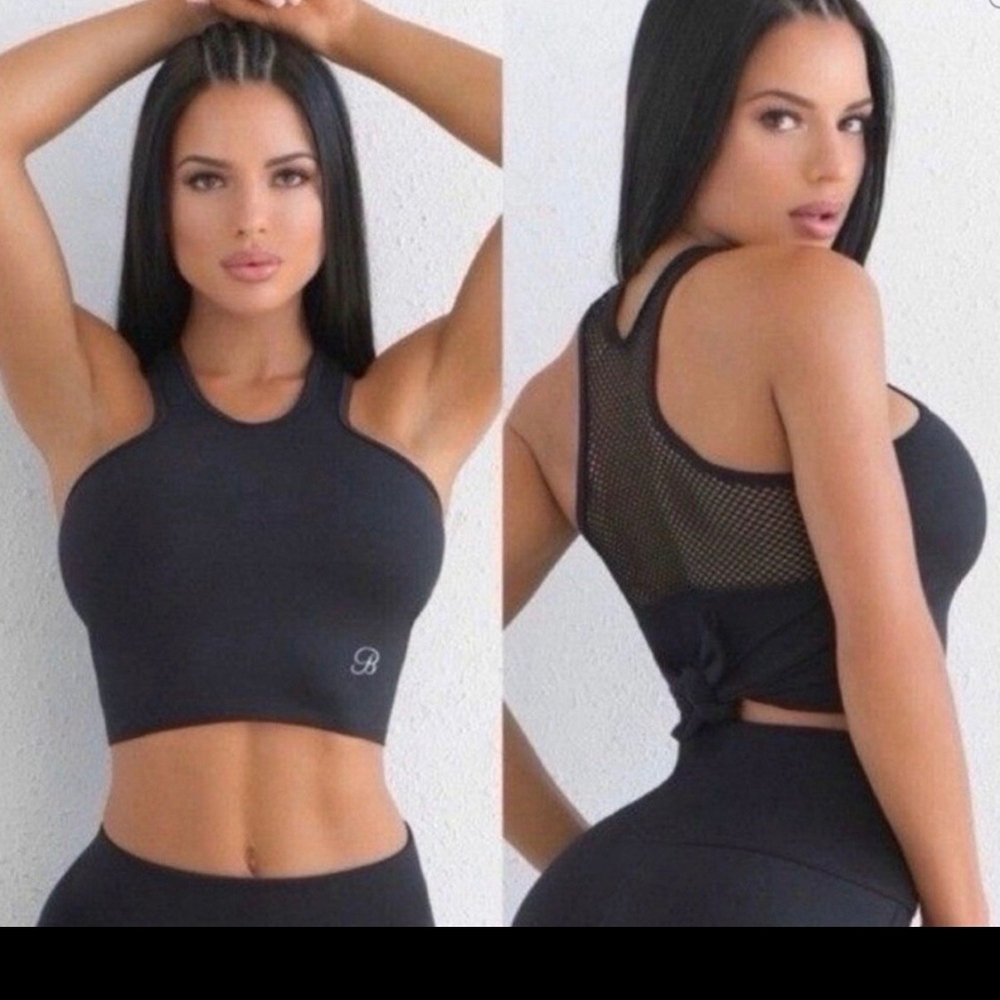 Bombshell Sportswear Black Mesh Back Crop Top